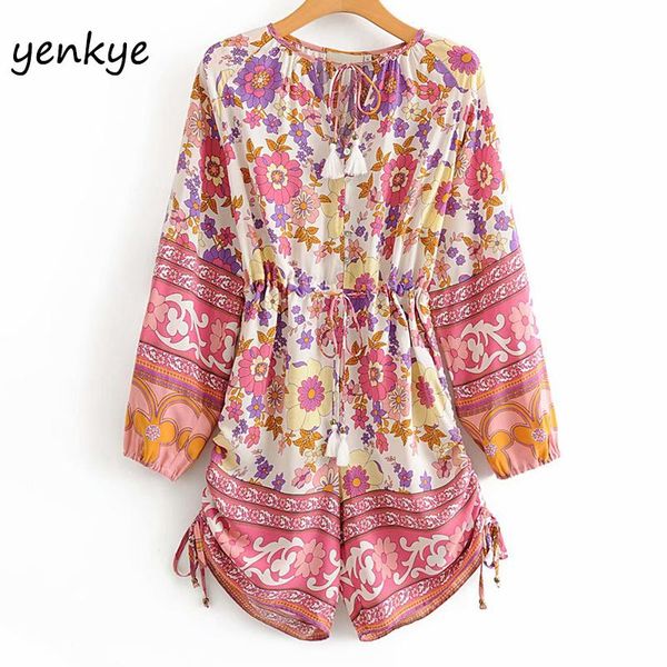 women's jumpsuits & rompers multicolor floral print jumpsuit short women o neck long sleeve drawstring casual summer beach combinaison, Black;white
women's jumpsuits & rompers multicolor floral print jumpsuit short women o neck long sleeve drawstring casual summer beach combinaison, Black;white