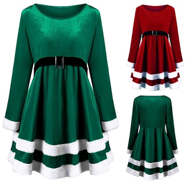 casual dresses women's christmas long-sleeve round neck belt velvet stitching mid-length large swing dress, Black;gray
casual dresses women's christmas long-sleeve round neck belt velvet stitching mid-length large swing dress, Black;gray