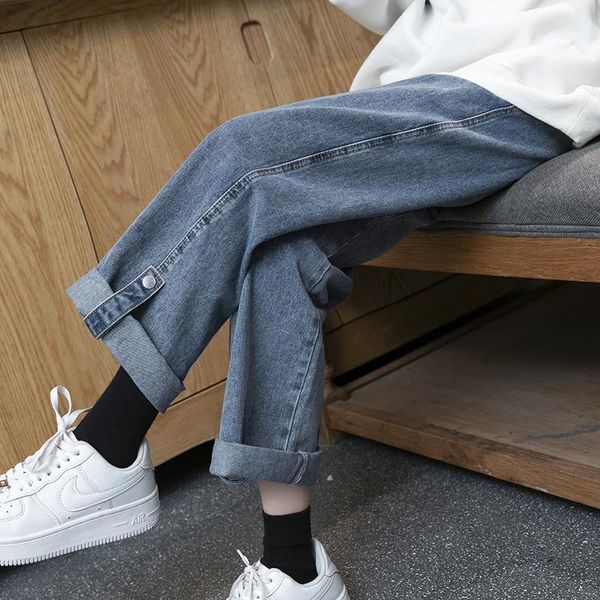 women's jeans 2021 autumn korean style straight female high waist loose rolled up thin fashion wide-leg pants jean femme taile haute, Blue
women's jeans 2021 autumn korean style straight female high waist loose rolled up thin fashion wide-leg pants jean femme taile haute, Blue