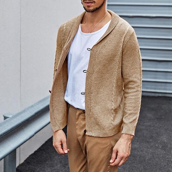 men's sweaters autumn and winter fashion all-match cardigan lapel leather button solid color cable long-sleeved sweater men, White;black
men's sweaters autumn and winter fashion all-match cardigan lapel leather button solid color cable long-sleeved sweater men, White;black