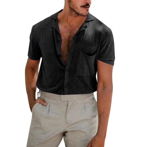 men's casual shirts fashion men short sleeve shirt turn-down collar loose buttons closure solid color summer clothing, White;black
men's casual shirts fashion men short sleeve shirt turn-down collar loose buttons closure solid color summer clothing, White;black