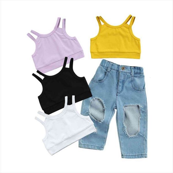 1 7y summer fashion kids girls clothes sets 2pcs solid sleeveless pullover vest denim pants 4 colors, White
1 7y summer fashion kids girls clothes sets 2pcs solid sleeveless pullover vest denim pants 4 colors, White