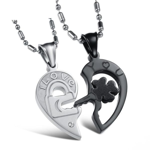 pendant necklaces heart and soul black white puzzle stainless steel couple necklace, Silver
pendant necklaces heart and soul black white puzzle stainless steel couple necklace, Silver