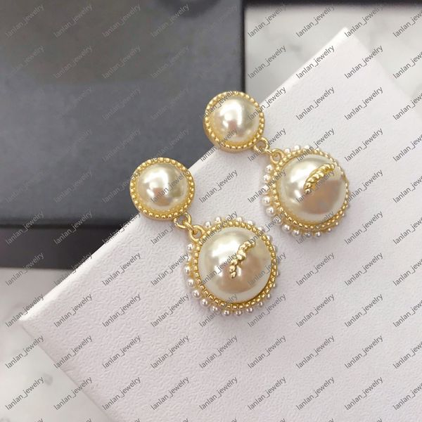 pearl pendant stud designer earrings classic double letter logo 925 silver needle with steel seal l0-c34, Golden;silver
pearl pendant stud designer earrings classic double letter logo 925 silver needle with steel seal l0-c34, Golden;silver