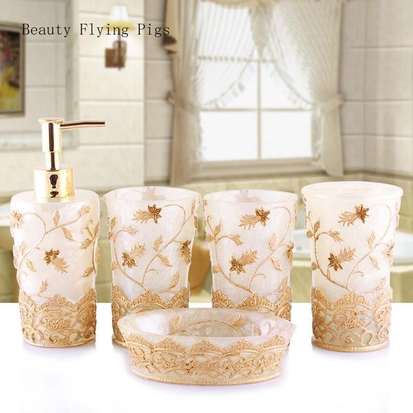 bath accessory set european bathroom washing tools five-piece soap dispenser gargle cup toothbrush holder dish wedding gifts
bath accessory set european bathroom washing tools five-piece soap dispenser gargle cup toothbrush holder dish wedding gifts