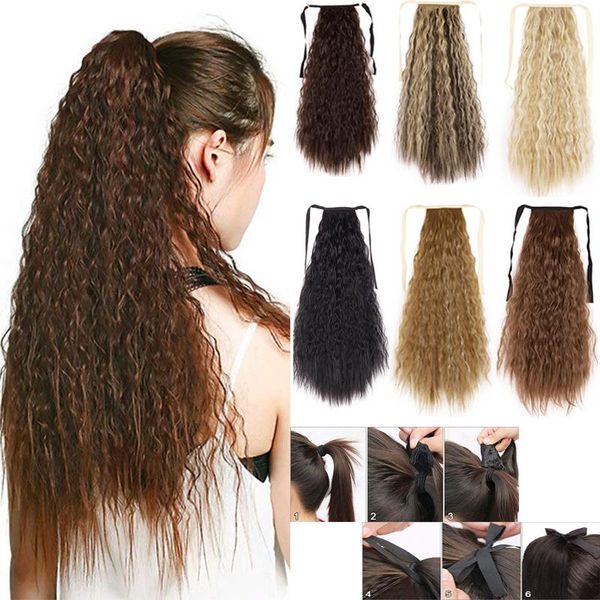 synthetic wigs 21'' corn wave long wrap around ponytail for women ribbon binding tie up ponytails hairpiece, Black
synthetic wigs 21'' corn wave long wrap around ponytail for women ribbon binding tie up ponytails hairpiece, Black