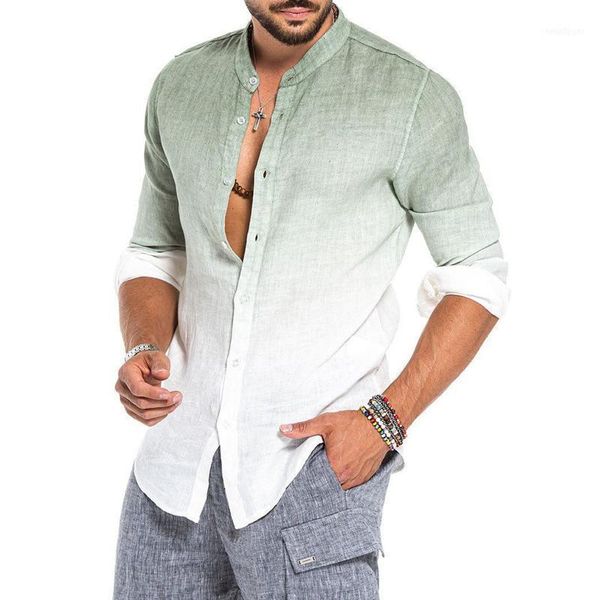 men's gradient color shirts cotton linen stand collar long sleeve buttons casual autumn spring men clothes1, White;black
men's gradient color shirts cotton linen stand collar long sleeve buttons casual autumn spring men clothes1, White;black