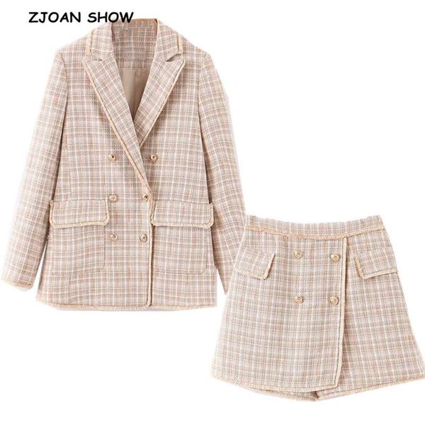 two piece dress 2021 retro womenbutton mix colored woolen plaid blazer tassel high waist a line mini short shorts long sleeve suits 2 pieces, White
two piece dress 2021 retro womenbutton mix colored woolen plaid blazer tassel high waist a line mini short shorts long sleeve suits 2 pieces, White