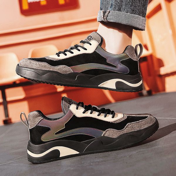 Brand New 2021 Spring Men Genuine Leather Casual Shoes Fashion Cool Lace-up Reflect Light Flat Shoes Tide Sneakers, Black
Brand New 2021 Spring Men Genuine Leather Casual Shoes Fashion Cool Lace-up Reflect Light Flat Shoes Tide Sneakers, Black