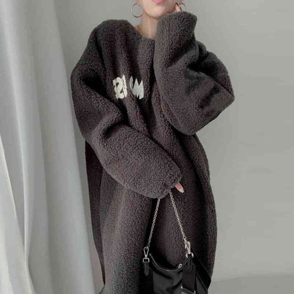 casual dresses onalippa pure color lamb wool dress female korean chic lazy round neck letter patch design loose wild long-sleeved vestidos 0, Black;gray
casual dresses onalippa pure color lamb wool dress female korean chic lazy round neck letter patch design loose wild long-sleeved vestidos 0, Black;gray