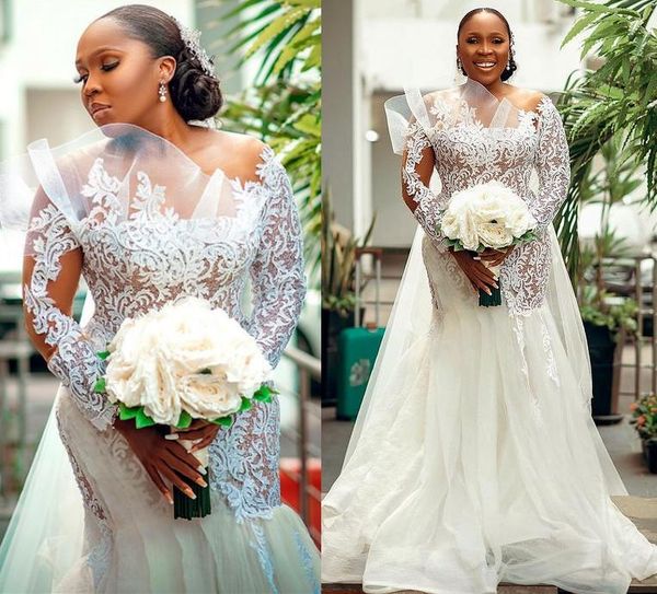 2021 mermaid wedding dresses bridal gown plus size long sleeves lace applique scoop neck custom made tulle sweep train country vestidos de n, White
2021 mermaid wedding dresses bridal gown plus size long sleeves lace applique scoop neck custom made tulle sweep train country vestidos de n, White