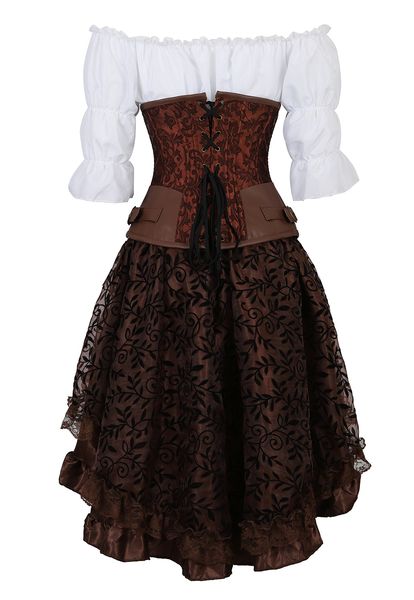 steampunk corset dress for women gothic burlesque corsets white off shoulder pirate costumes cosplay womens plus size 3pcs, Black;white
steampunk corset dress for women gothic burlesque corsets white off shoulder pirate costumes cosplay womens plus size 3pcs, Black;white