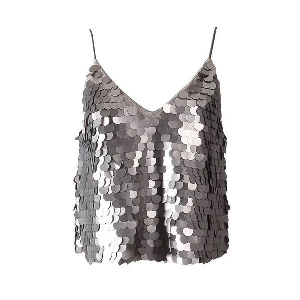 women camis tank sequined bling backless party club v neck gray sliver beige pink b0274 210514, White
women camis tank sequined bling backless party club v neck gray sliver beige pink b0274 210514, White