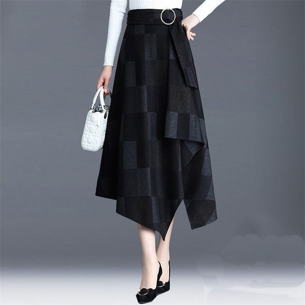 autumn& winter elastic high waist slim simple black plaid all-match casual women a-line woolen long skirt 210527
autumn& winter elastic high waist slim simple black plaid all-match casual women a-line woolen long skirt 210527