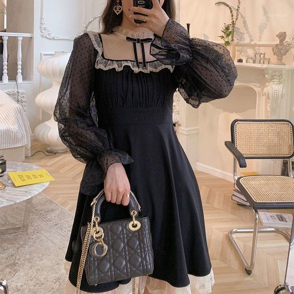 casual dresses black lolita gothic dress women lace chiffon kawaii mini long sleeve japan style party 2021 women's autumn, Black;gray
casual dresses black lolita gothic dress women lace chiffon kawaii mini long sleeve japan style party 2021 women's autumn, Black;gray