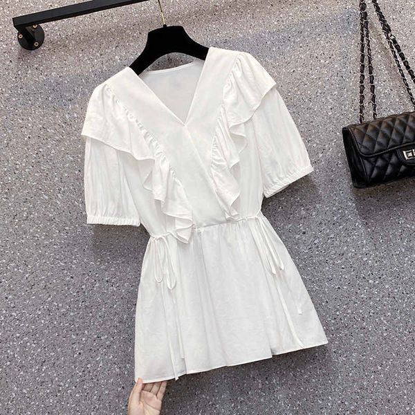 fashion summer blouses women shirts plus size solid ladies short sleeve chiffon blusas feminina ruffled blouse mujer 210604, White
fashion summer blouses women shirts plus size solid ladies short sleeve chiffon blusas feminina ruffled blouse mujer 210604, White