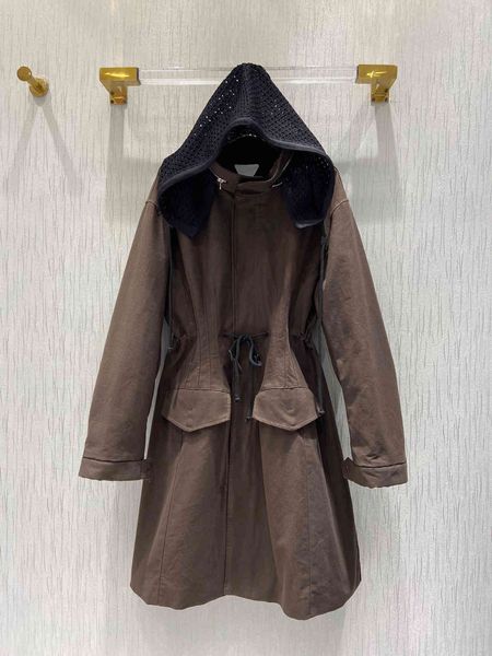 wool 2021 spring autumn minimal luxury design street style hooded coat, Black