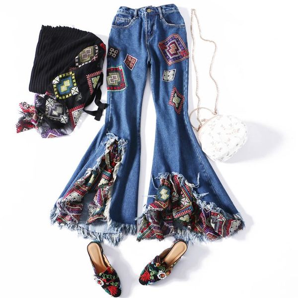 women's jeans 2021 female summer skinny flare pants embroidery patchwork spliced ankle-length tassel fringed slim women, Blue
women's jeans 2021 female summer skinny flare pants embroidery patchwork spliced ankle-length tassel fringed slim women, Blue