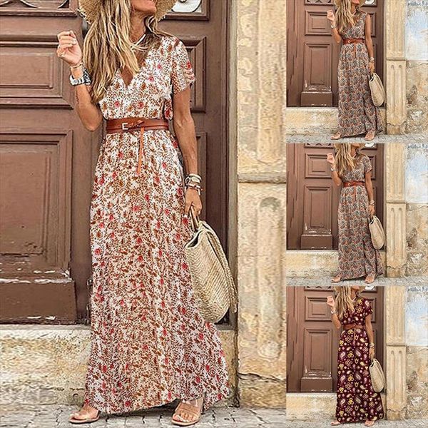 summer boho long vintage paisley women dress print v neck short sleeve beach maxi ladies party robe belted split, Black;gray
summer boho long vintage paisley women dress print v neck short sleeve beach maxi ladies party robe belted split, Black;gray