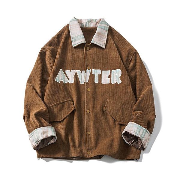 men's jackets college style corduroy baseball men lining uniform coats letter patchwork women couples lapel spring autumn streetwear, Black;brown
men's jackets college style corduroy baseball men lining uniform coats letter patchwork women couples lapel spring autumn streetwear, Black;brown