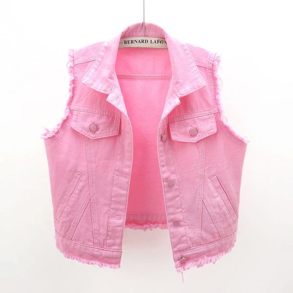 women's vests summer fashion pink white short denim vest women waistcoat loose burrs sleeveless jacket coat korean student jeans female, Black;white
women's vests summer fashion pink white short denim vest women waistcoat loose burrs sleeveless jacket coat korean student jeans female, Black;white