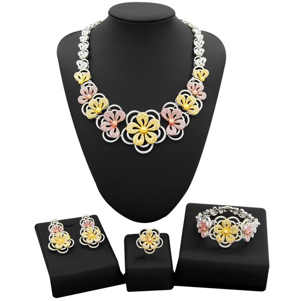 yulaili shinning flower shape crystal necklace earrings bracelet ring for women party wedding dubai gold jewelry sets, Black
yulaili shinning flower shape crystal necklace earrings bracelet ring for women party wedding dubai gold jewelry sets, Black