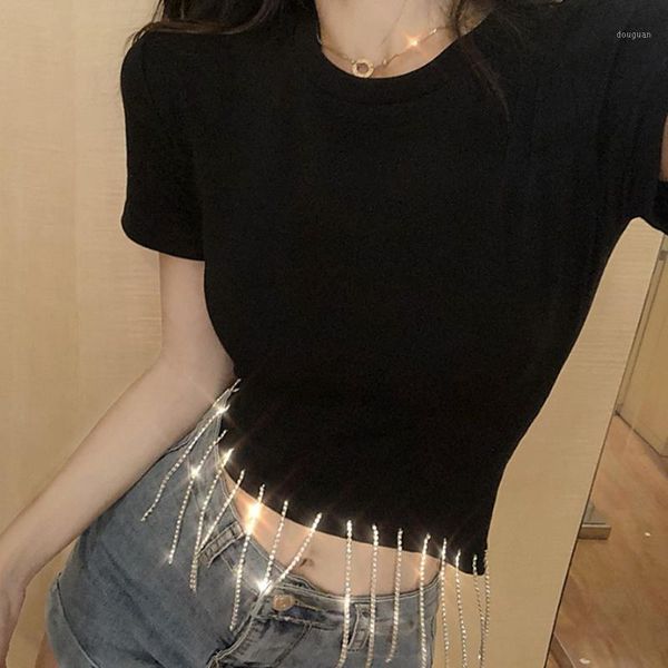 summer white/black skinny slim female tee navel chain tassel design short sleeve night club ladies t-shirt women's
summer white/black skinny slim female tee navel chain tassel design short sleeve night club ladies t-shirt women's