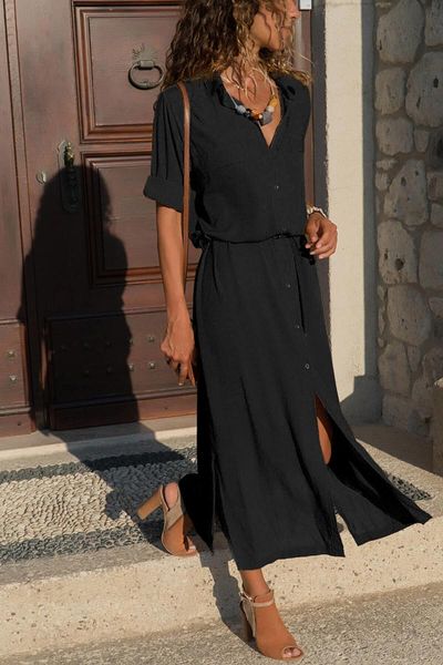 casual dresses autumn and winter women's single breasted clothing fashion lapel dress ladies loose long sleeve shirt female, Black;gray
casual dresses autumn and winter women's single breasted clothing fashion lapel dress ladies loose long sleeve shirt female, Black;gray