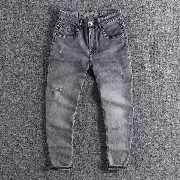 classic smoky grey jeans men's trend hole slim small straight leg american long pants handsome boy wear trouser 0909, Blue
classic smoky grey jeans men's trend hole slim small straight leg american long pants handsome boy wear trouser 0909, Blue