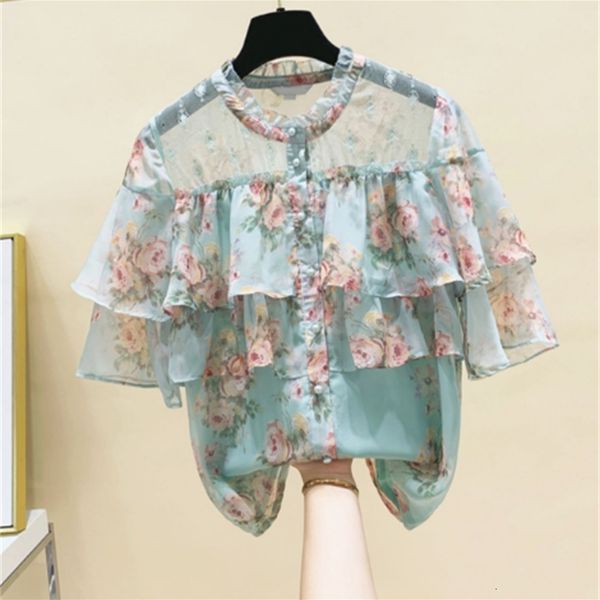 blouses women summer ruffle floral chiffon blouse short sleeved shirt elegant lady design fashion blouses blusas feminina, White
blouses women summer ruffle floral chiffon blouse short sleeved shirt elegant lady design fashion blouses blusas feminina, White
