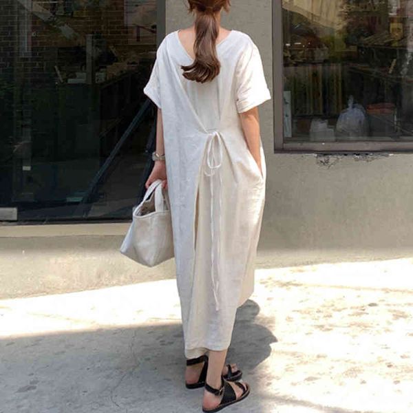dresses summer chic short sleeve women oversized lace-up female long dress casual solid loose vestidos femme vi60, Black;gray
dresses summer chic short sleeve women oversized lace-up female long dress casual solid loose vestidos femme vi60, Black;gray
