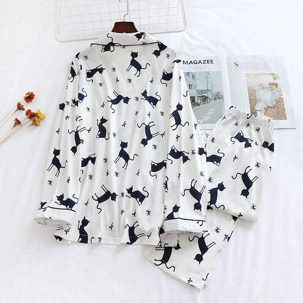 autumn full cotton pajamas women long-sleeve home wear korean style cute kitty printed fresh knitted turndown collar sleepwear, Black;red
autumn full cotton pajamas women long-sleeve home wear korean style cute kitty printed fresh knitted turndown collar sleepwear, Black;red