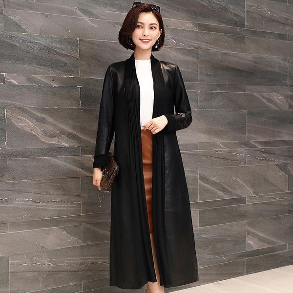 women's leather & faux kmetram real jacket autumn women sheepskin coat female long trench vintage jackets chaqueta mujer 8818, Black
women's leather & faux kmetram real jacket autumn women sheepskin coat female long trench vintage jackets chaqueta mujer 8818, Black