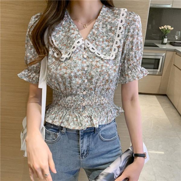 women's polos 2021 summer retro french floral chiffon short sleeve shirt puff lace edge western style top, White
women's polos 2021 summer retro french floral chiffon short sleeve shirt puff lace edge western style top, White