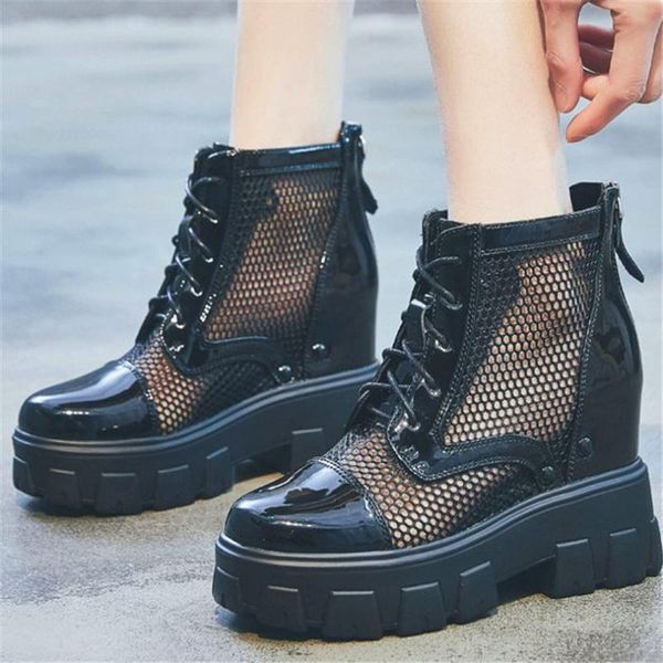 military punk sandals women's cow leather platform wedge ankle boots round toe buckle breathable casual shoes, Black
military punk sandals women's cow leather platform wedge ankle boots round toe buckle breathable casual shoes, Black