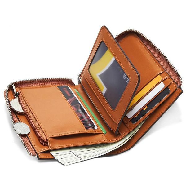 wallets fashion classic style men wallet rfid antimagnetic short head leather purses, Red;black
wallets fashion classic style men wallet rfid antimagnetic short head leather purses, Red;black
