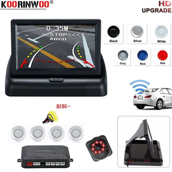 

car rear view cameras& parking sensors koorinwoo 4 radar alarm detector movable connect dynamic trajectory camera foldable monitor screen wi