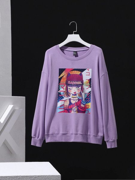x mako fufu cartoon print drop shoulder sweatshirt 669z#, White;black
x mako fufu cartoon print drop shoulder sweatshirt 669z#, White;black