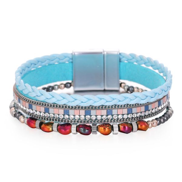 bohemian beaded crystal leather magnetic buckle bracelet women's multi-layer woven color matching diamond resort bracelet, Black
bohemian beaded crystal leather magnetic buckle bracelet women's multi-layer woven color matching diamond resort bracelet, Black