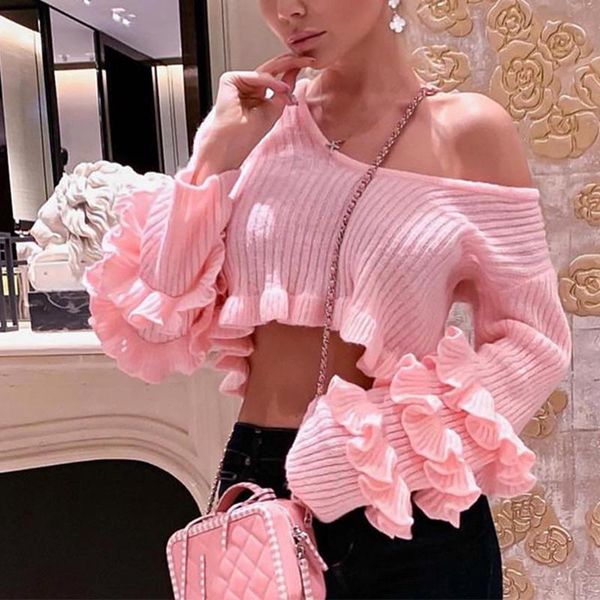 women's blouses & shirts ruffle skew collar crop sweater coat long sleeve pink slim women shirt 2021 autumn and winter ladies party, White
women's blouses & shirts ruffle skew collar crop sweater coat long sleeve pink slim women shirt 2021 autumn and winter ladies party, White