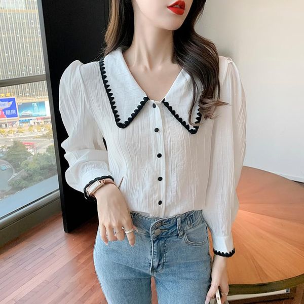 women's blouses & shirts blouse women autumn 2021 office lady korea french style vintage full sleeve chiffon solid blusas womens and, White
women's blouses & shirts blouse women autumn 2021 office lady korea french style vintage full sleeve chiffon solid blusas womens and, White