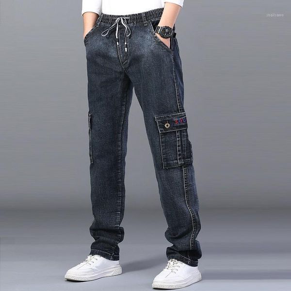 men's jeans high waist straight large size dinem trouser male black side multi pocket blue loose elastic band cargo pants
men's jeans high waist straight large size dinem trouser male black side multi pocket blue loose elastic band cargo pants