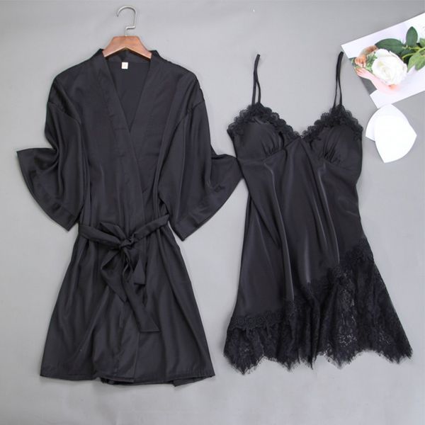 sleepwear faux silk satin set lace v neck strap night robe spring summer women's pink pajamas nightgown a4jx ulwa, Black;red
sleepwear faux silk satin set lace v neck strap night robe spring summer women's pink pajamas nightgown a4jx ulwa, Black;red
