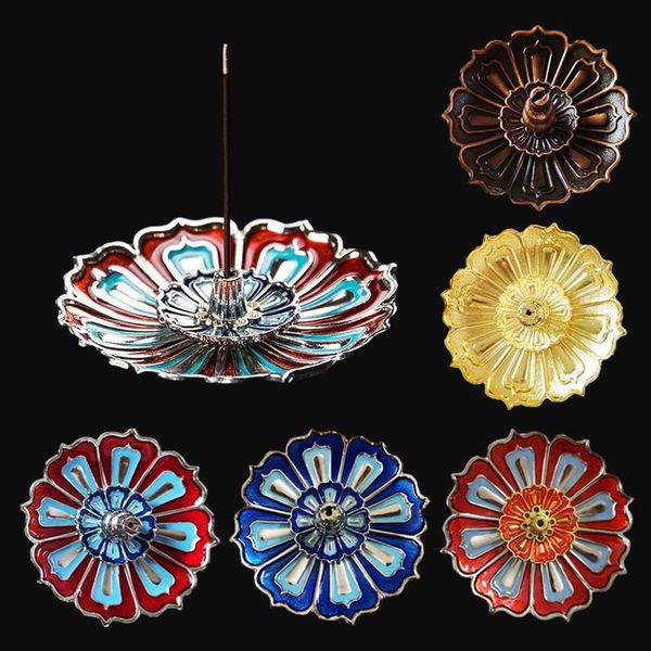 lotus incense burner gold alloy tray red blue nine hole holder plate home decoration fragrance lamps
lotus incense burner gold alloy tray red blue nine hole holder plate home decoration fragrance lamps