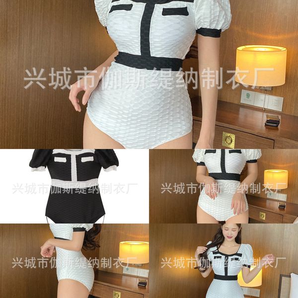 korean one piece bubble women's 2021 sleeve new black and white thin cover belly spring rort swimsuit2021, White;black
korean one piece bubble women's 2021 sleeve new black and white thin cover belly spring rort swimsuit2021, White;black