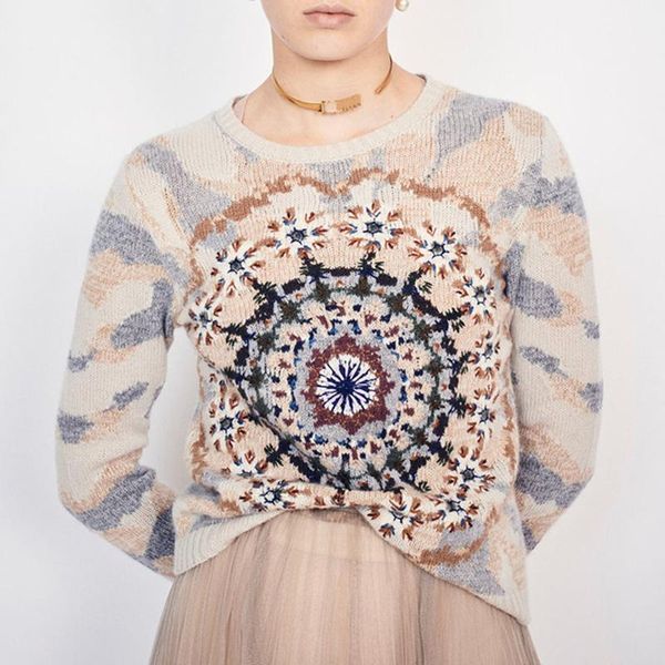 women's sweaters 2021 autumn sweater women runway snows embroidery camouflage mujer loose casual khaki pullover knitted jumper, White;black
women's sweaters 2021 autumn sweater women runway snows embroidery camouflage mujer loose casual khaki pullover knitted jumper, White;black