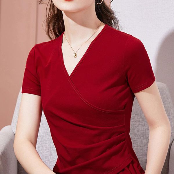 women's t-shirt 2021 summer short sleeve fashion casual v-neck solid color cotton tshirt plus size clothing blusas, White
women's t-shirt 2021 summer short sleeve fashion casual v-neck solid color cotton tshirt plus size clothing blusas, White