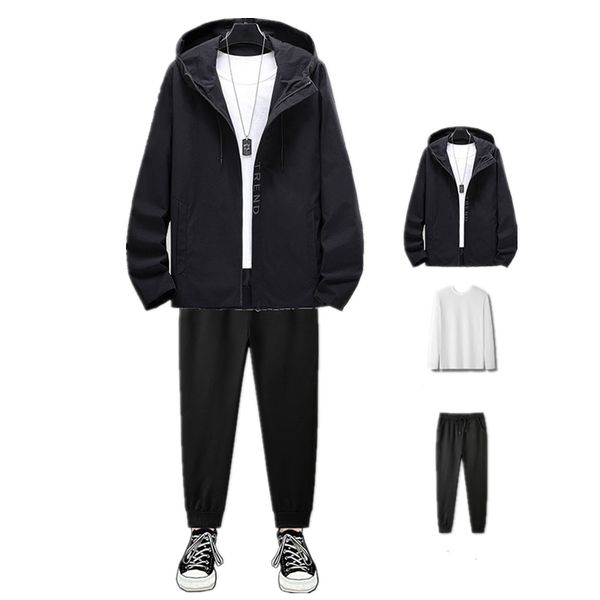 mens 3 piece sportwear casual jacket lightweight hooded coat three stripes outwear joggers black trousers cotton crewneck sweatshirt, Blue;black
mens 3 piece sportwear casual jacket lightweight hooded coat three stripes outwear joggers black trousers cotton crewneck sweatshirt, Blue;black