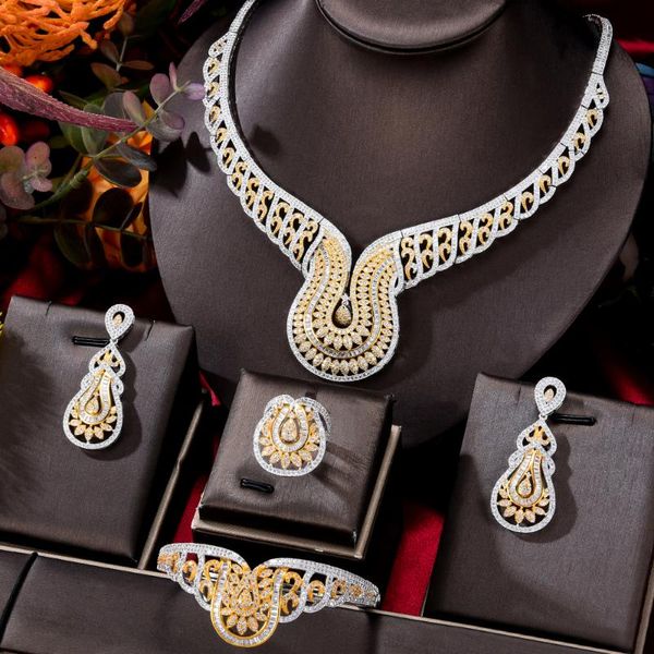 earrings & necklace godki luxury bicolor geometric african jewelry sets for women wedding full micro cubic zirconia dress earring, Silver
earrings & necklace godki luxury bicolor geometric african jewelry sets for women wedding full micro cubic zirconia dress earring, Silver