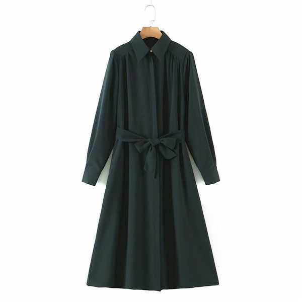 elegant women turn down collar satin dress fashion ladies solid bow sashes streetwear female chic loose es 210427, Black;gray
elegant women turn down collar satin dress fashion ladies solid bow sashes streetwear female chic loose es 210427, Black;gray